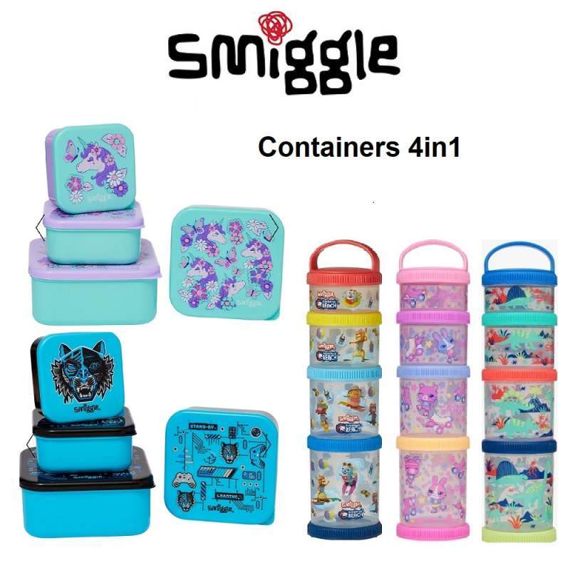 Jual Original Smiggle Snack Stack Kid Snack Storage Container 4in1 ORI