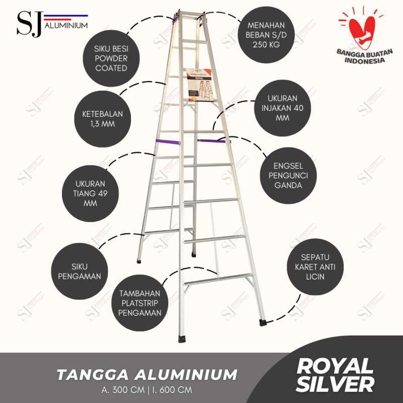 Promo [royal] Tangga Aluminium Lipat / Jumbo Aluminium Ladder - Silver ...