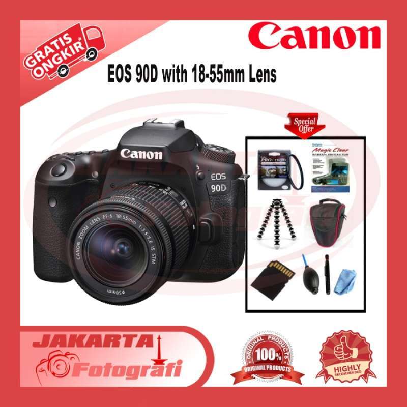 Canon EOS 90D KIT 18-55MM IS STM Camera DSLR Paket Bonus ACC Original