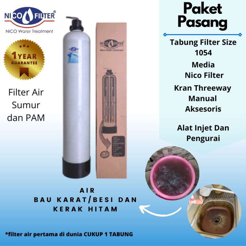 Jual Filter Air Nico untuk Air Sumur / PAM Bergaransi 1054 Zat Besi