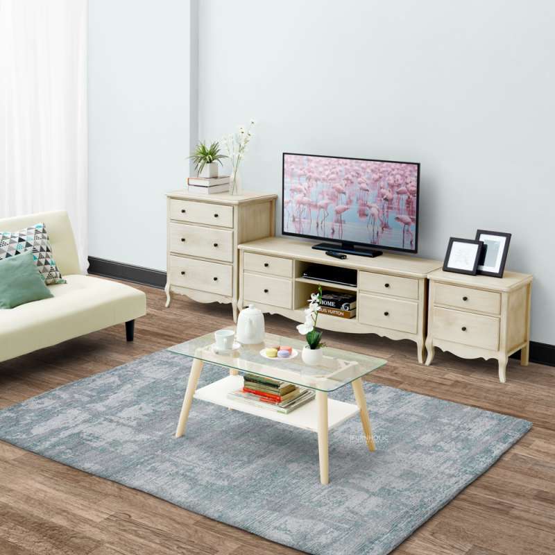 Promo Ifurnholic Malena Glasstop Coffe Table Meja Kaca Ruang Tamu