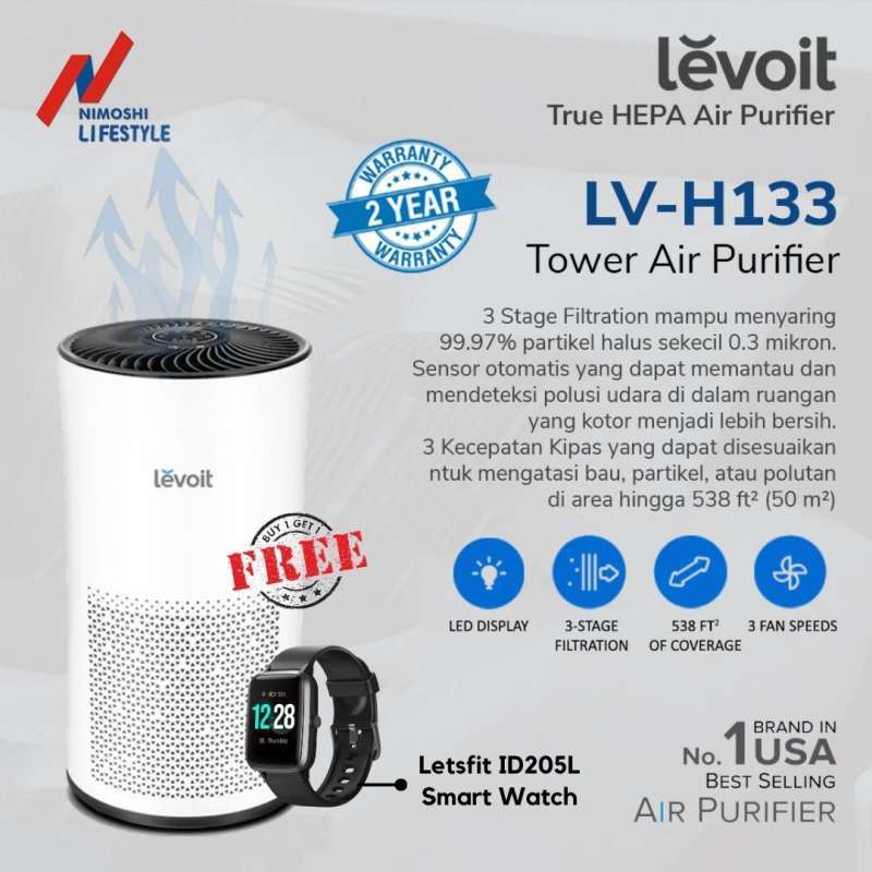 Promo Levoit LVH133 Tower HEPA Air Purifier Diskon 34 di Seller