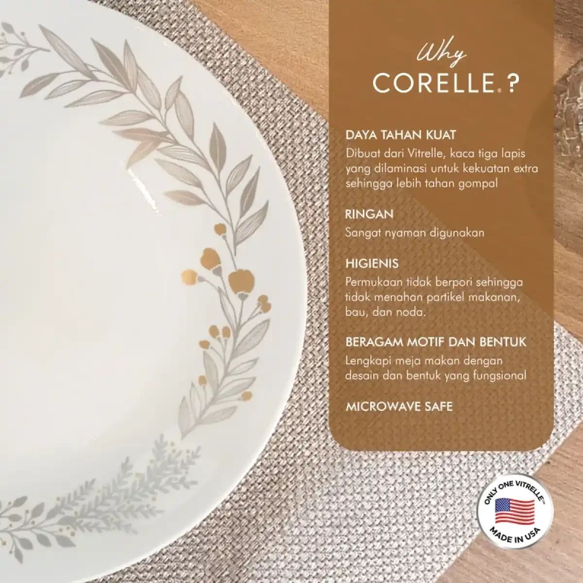 Promo Corelle Silver Crown Luncheon Plate 22cm Piring Mangkok Kaca ...