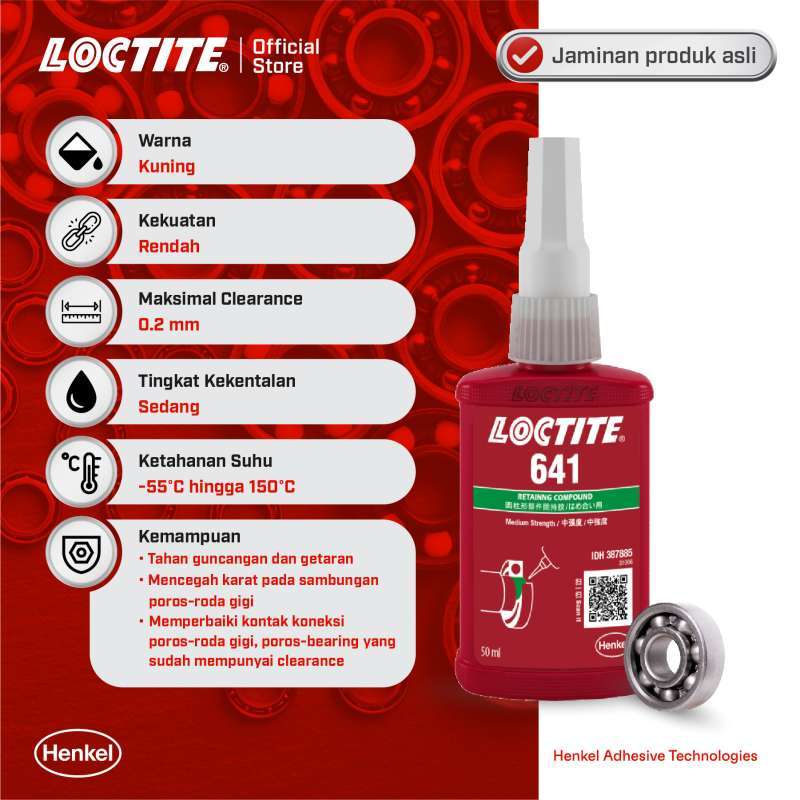 Promo Henkel LOCTITE 641 Retaining Compound Lem Bearing/Lem Shaft 50 ml ...