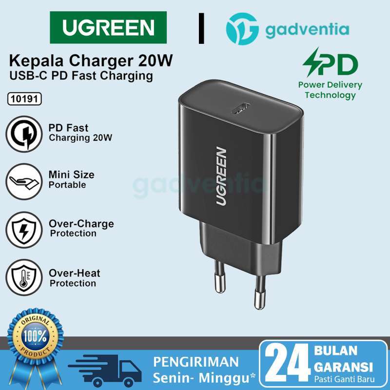UGREEN Kepala Adaptor Charger iPhone 12 13 PD 20W MFI Output Type C Fast  Charging