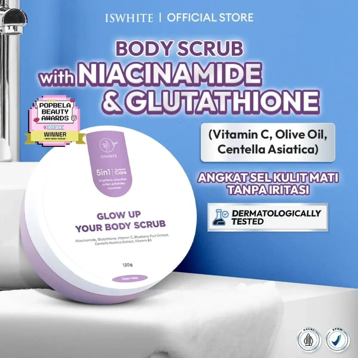 lulur glutathione Promo Iswhite Body Scrub Whitening 120gr - Mandi Pemutih Badan, Eksfoliasi Mencerahkan Glowing Diskon 47% Di Seller Iswhite Flagship Store - Iswhite Official Store - Kota Jakarta Timur جلوتاثيون كريم للبشرة