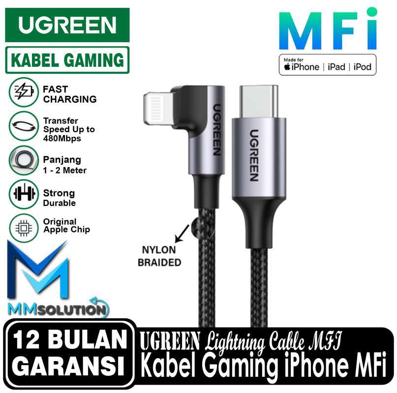 Jual UGREEN MFI Kabel Fast Charging GAMING 36W Type C to Lightning