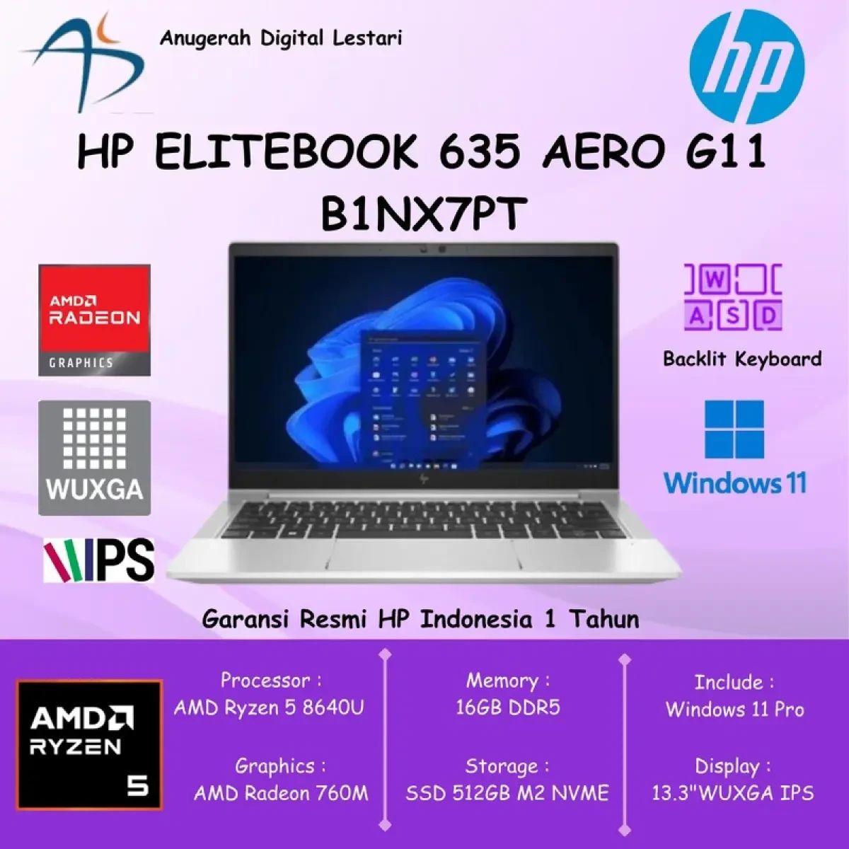 Promo Hp Elitebook 635 Aero G11 B1nx7pt Ryzen 5-8640u 16gb Ssd