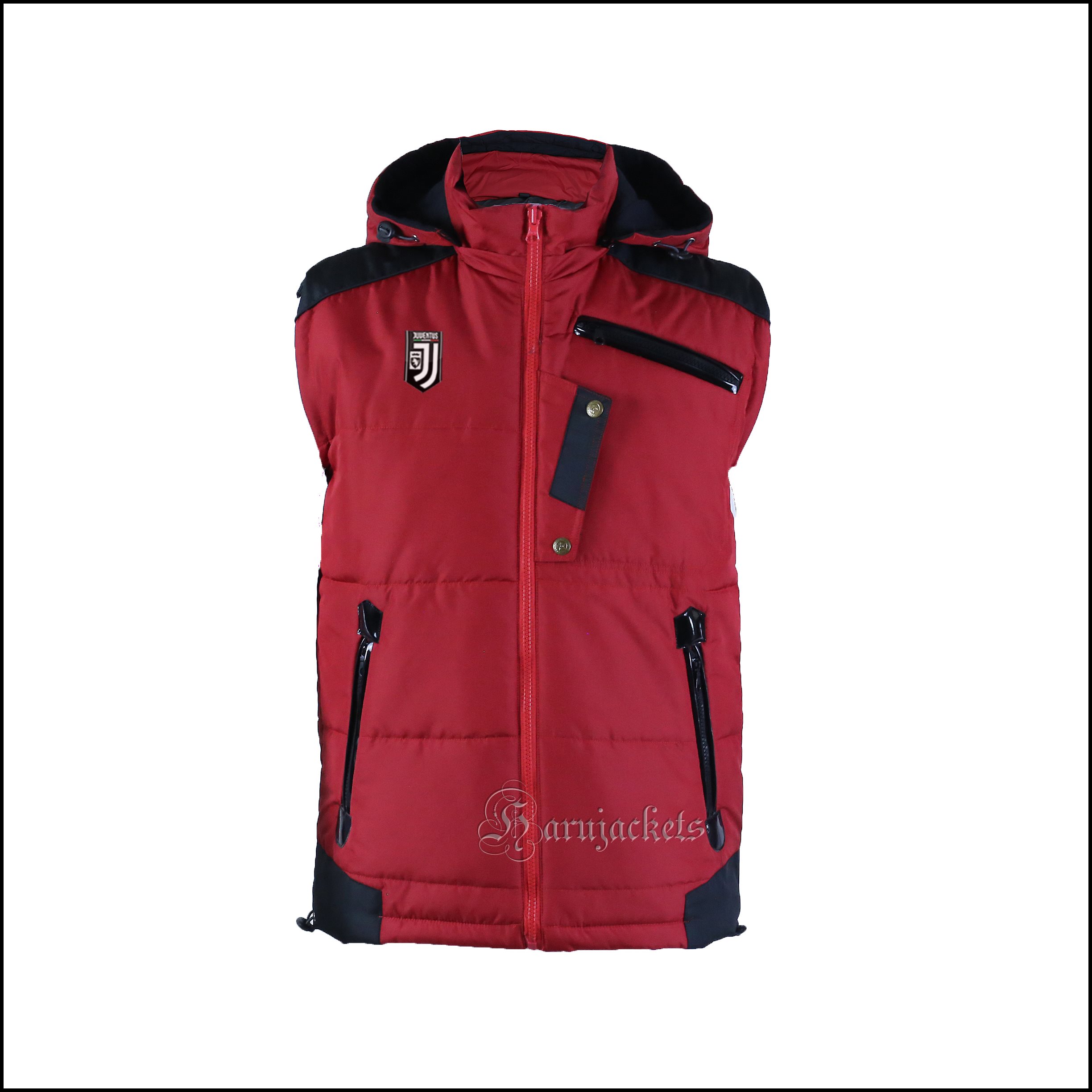 Jual Jaket Rompi Bikers Pria Hoodie HJ Klub Bola Juve M Merah di