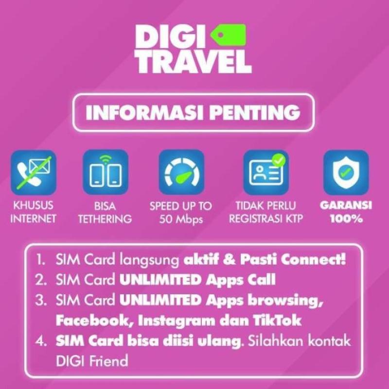 Promo DIGI TRAVEL Sim Card Singapore Malaysia Thailand Kamboja Unlimited Simcard Singapore
