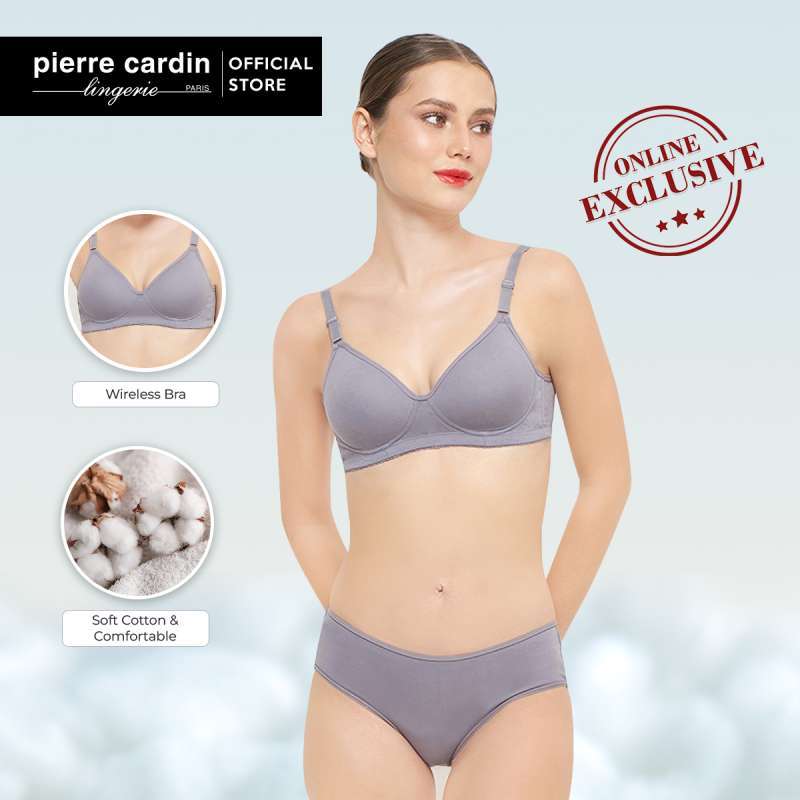 Jual Pierre Cardin Natural Cotton Bra & Panty Set 607-60003b - Grey ...