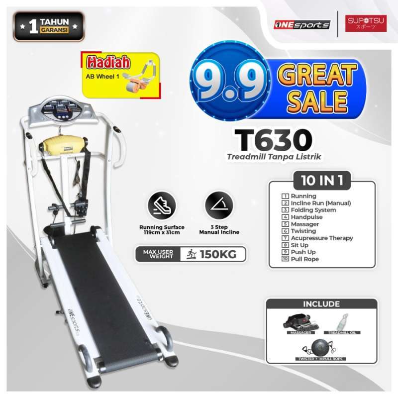 Jual Bfit Onesport Manual Treadmill 630 Multifunction Original Model Terlengkap Harga Murah Oktober 2024