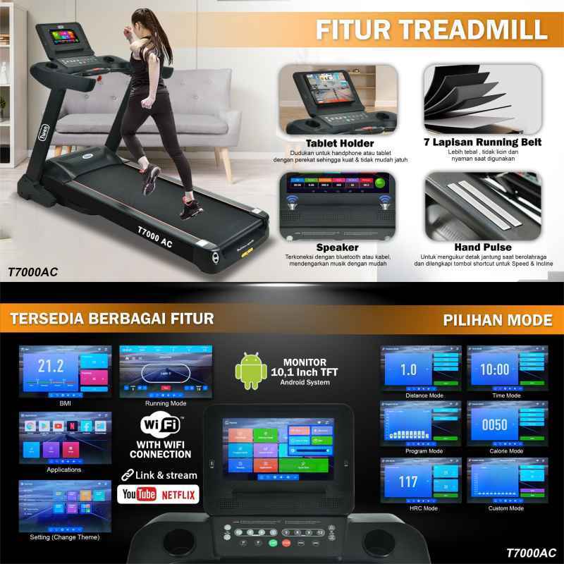 Jual Twen Alat Fitness Treadmill Elektrik Multifunction [t7000ac