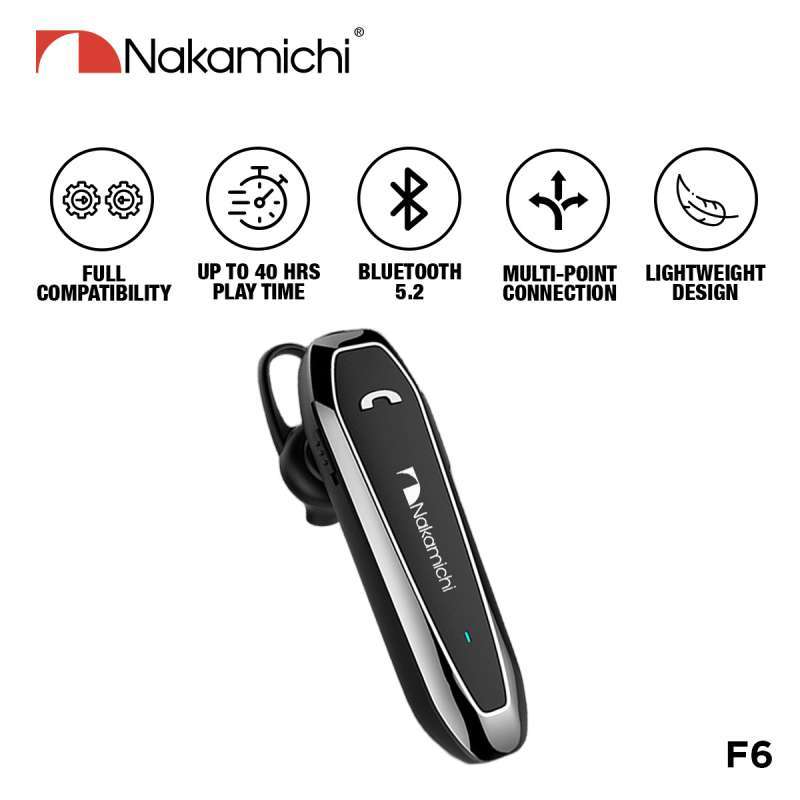 Promo Nakamichi F6 Headset Single Ear Bluetooth Wireless Mobile