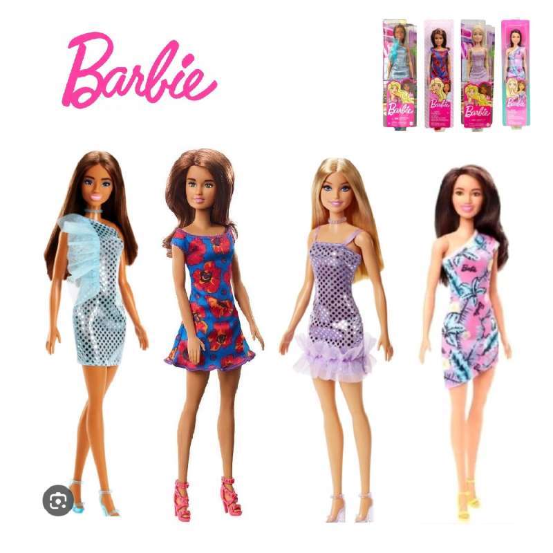 Ori Mattel Barbie Doll Heart-Flower-Butterfly-Floral Dress Mainan  Boneka Anak