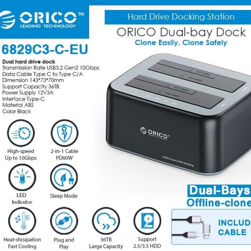 ORICO SATA HDD/SSD 10Gbps USB-C Gen Dock 6829C3 6829C3