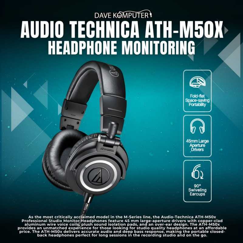 Audio Technica ATH-M50x ATH M50X Headphone Monitoring