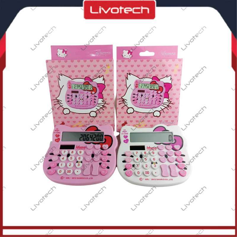 Jual Kalkulator Hello Kitty KT2288 12 Digit Calculator Polos / Glitter