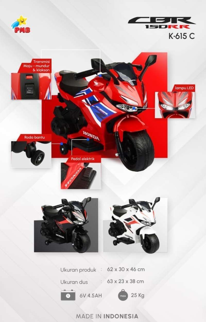 Jual Mainan Motor Aki Anak Pmb 615c Mini Honda Cbr Licensed Biru Di Seller Hokie Jaya Sepeda Official Store Hokie Jaya Sepeda Kab. Tangerang Blibli