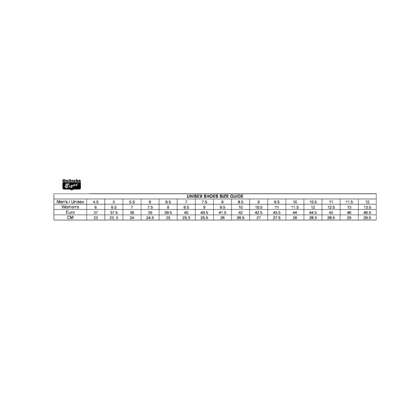 Onitsuka tiger deals serrano size chart