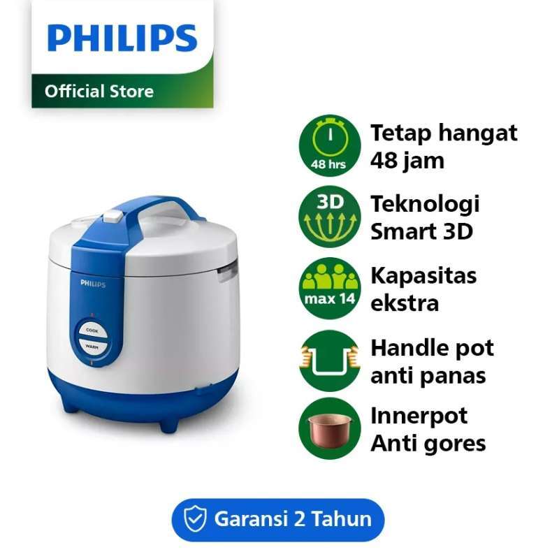 Promo PHILIPS HD3119/31 Rice Cooker Basic Blue Biru Diskon 36 di