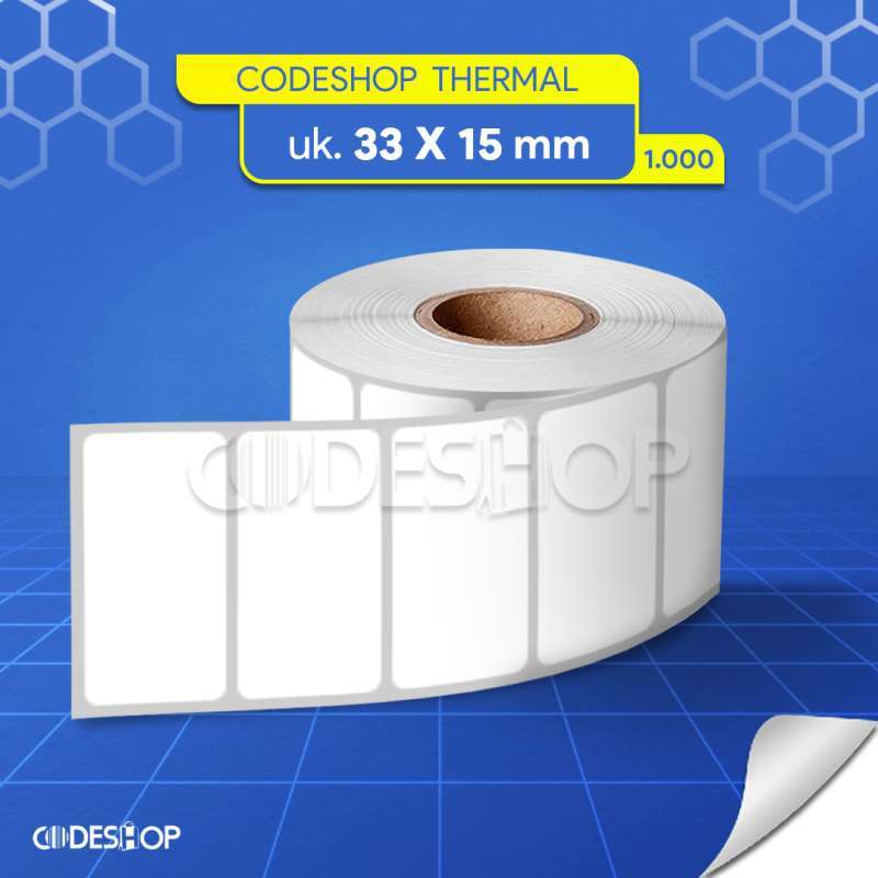 Jual Codeshop Stiker Label Barcode 33 x 15 mm Thermal 1 Line isi 1000 ...