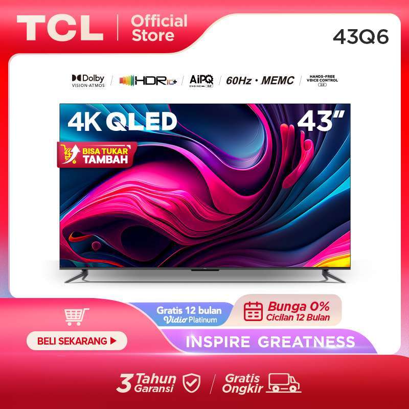 TV QLED 43 - TCL 43C645 UHD 4K Quad Core Smart TV Dolby Atmos