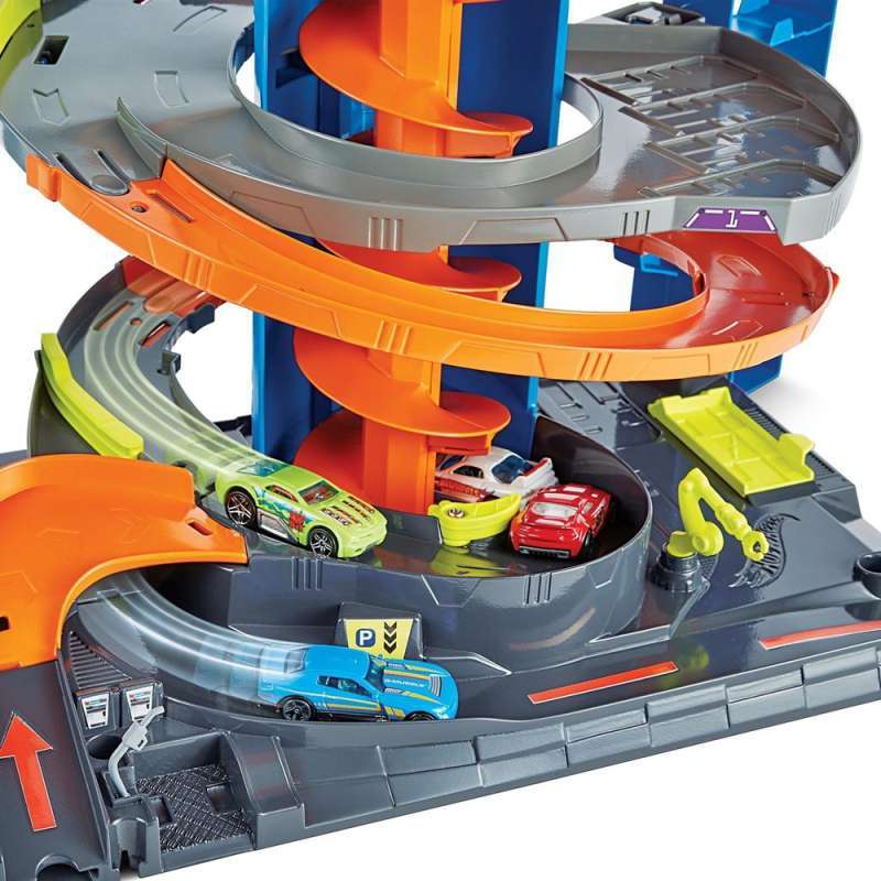 Promo Hot Wheels City Power Parking Mega Garage Playset With 1 Vehicle ...