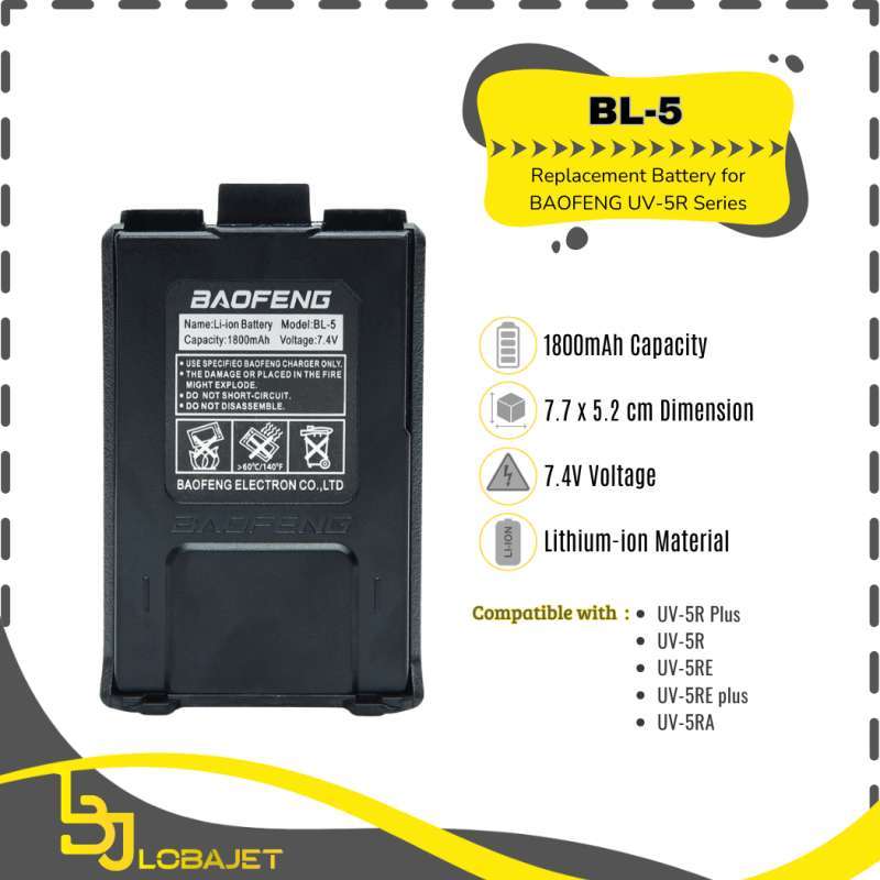 Batteria Ricaricabile 1800mAh Per Baofeng BL-5 | 7,4V Li-Ion Per Radio Walkie-Talkie E CB