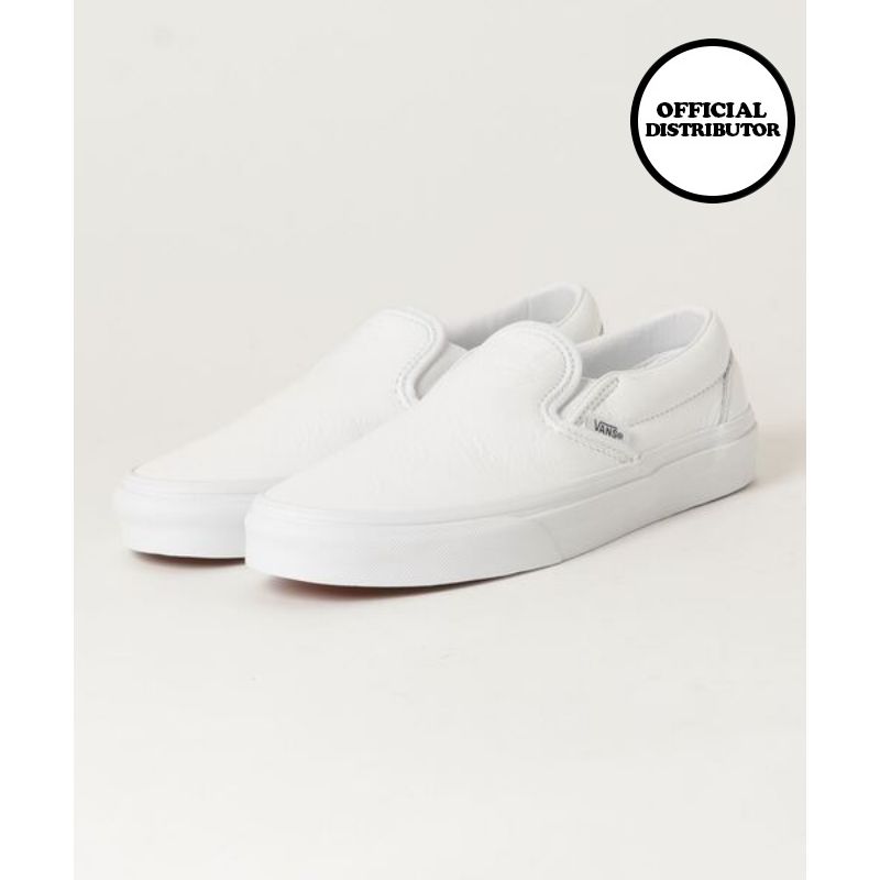 Vans premium leather slip on white cheap