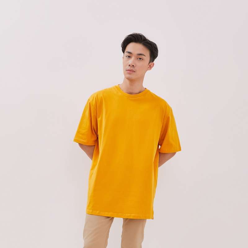 Promo Koze Oversized Comfort Mustard Yellow T-shirt Kaos Polos