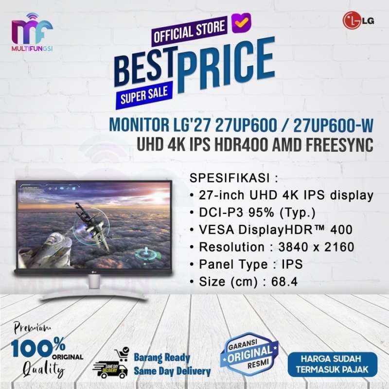 Monitor LG'27 27UP600 27UP600-W UHD 4K IPS HDR400 AMD FreeSync