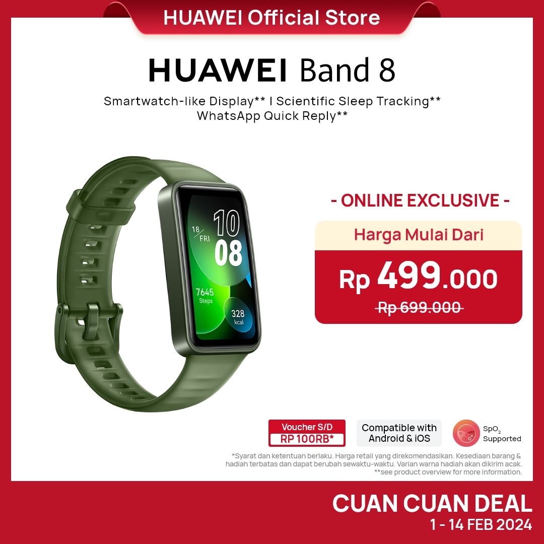 Promo HUAWEI Band 8 Smartband Smartwatchlike Display Professional