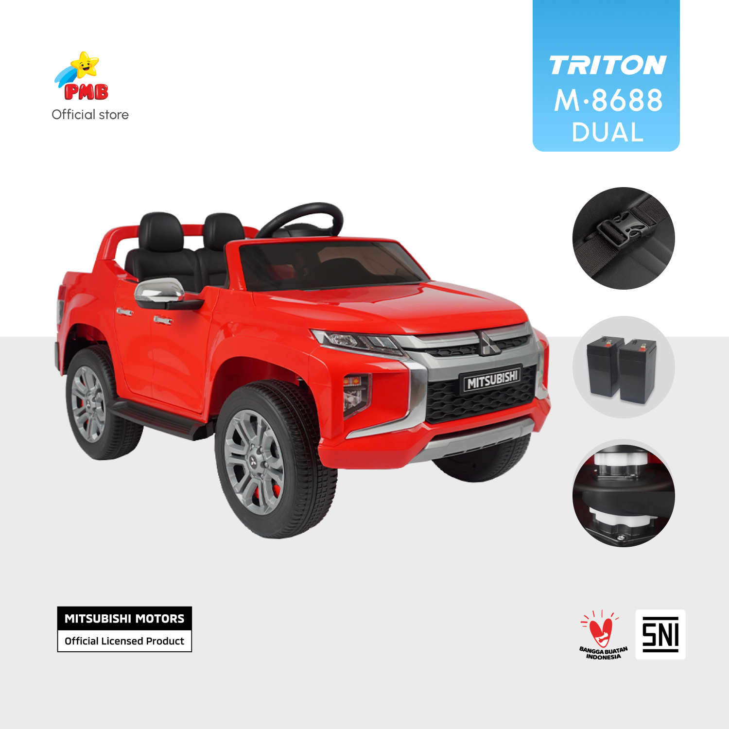 Jual Mainan Anak Mobil Aki Mitsubishi Triton M8688 DUAL – PMB Toys di