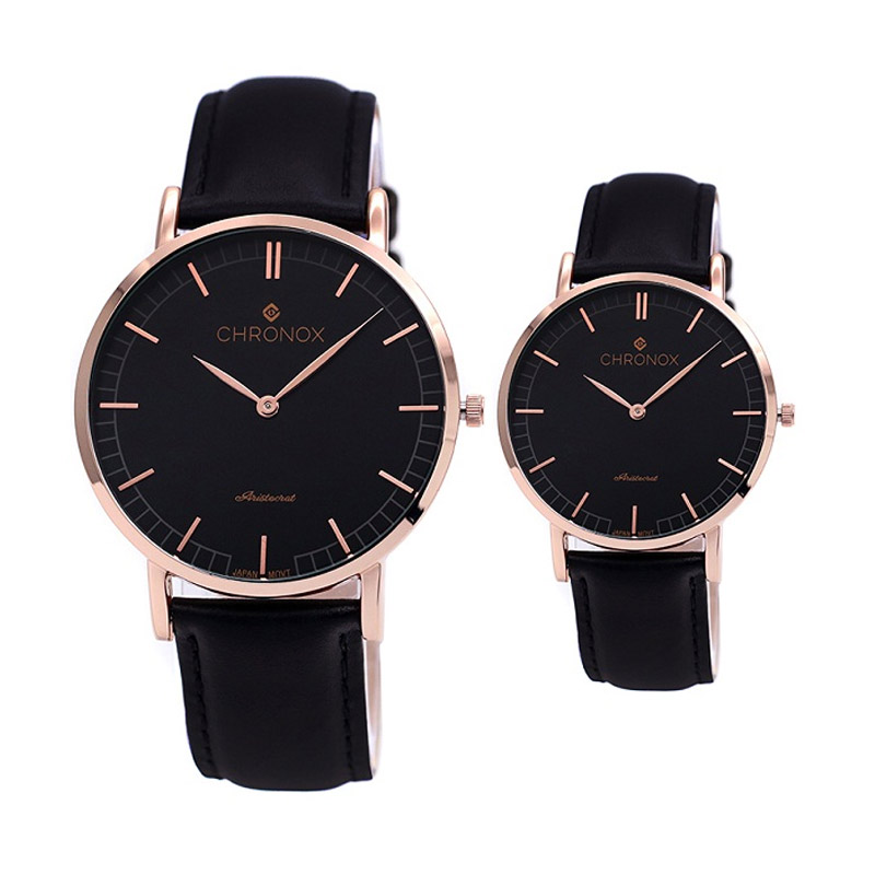 Jual Chronox Jam Tangan Couple - Hitam Rosegold Online 