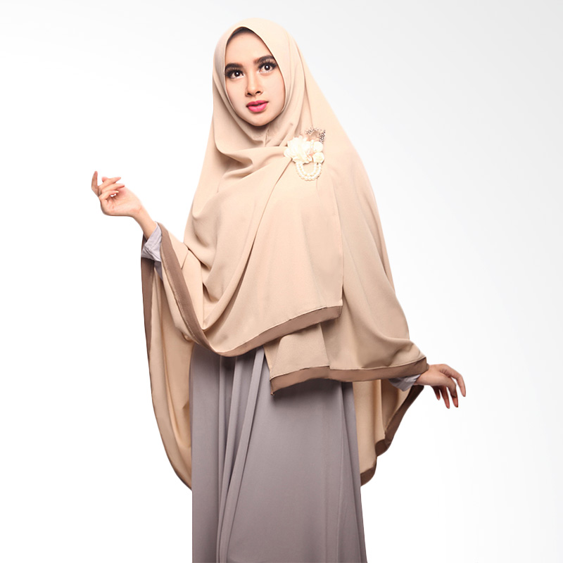 Cotton Bee Khimar Amora List Kerudung Coklat Muda