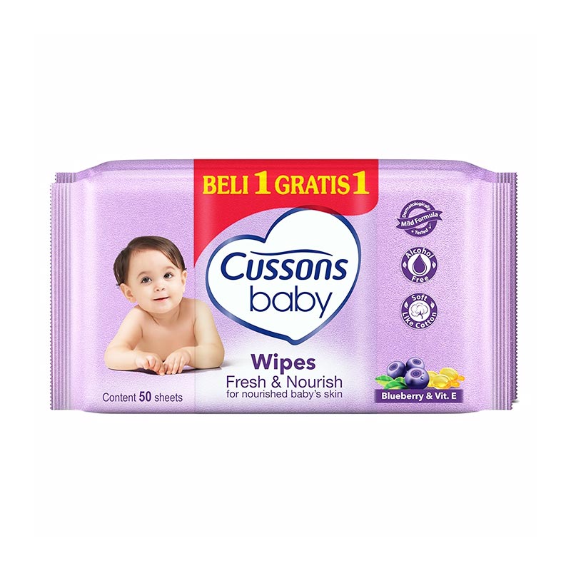 Jual Cussons Baby Wipes Fresh & Nourish 50's (3pcs) Online
