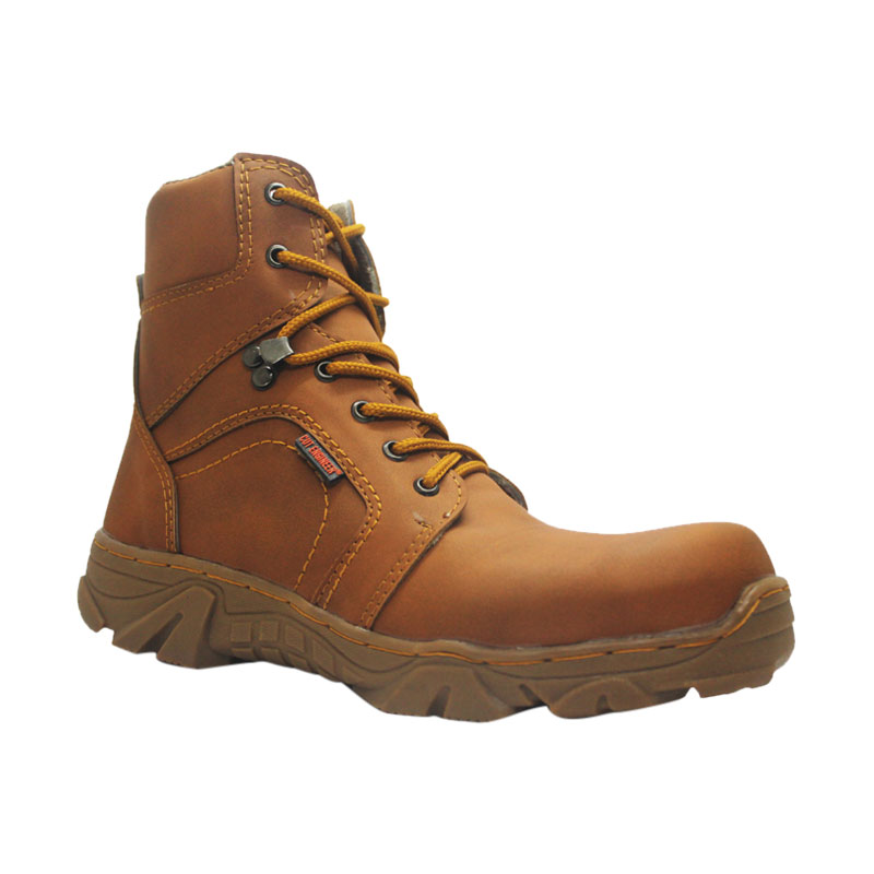 D-island Cut Engineer Safety Tactikal Fosil Boots Leather Brown