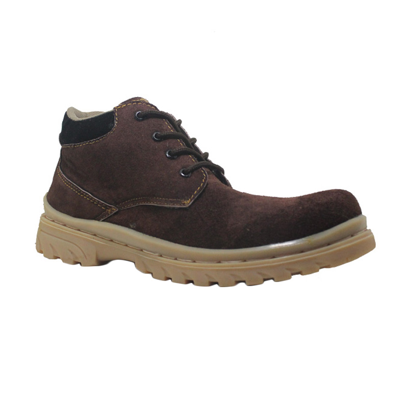D-Island Shoes Cut Engineer Low Boots Classic Safety Suede Brown Sepatu Pria