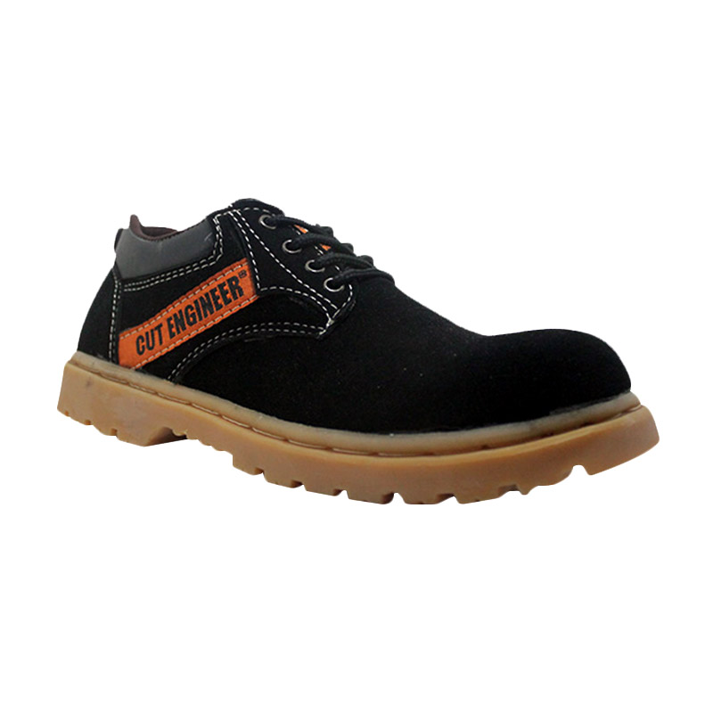 D-Island Shoes Cut Engineer Safety Rubber Low Boots Leather Hitam Sepatu Pria