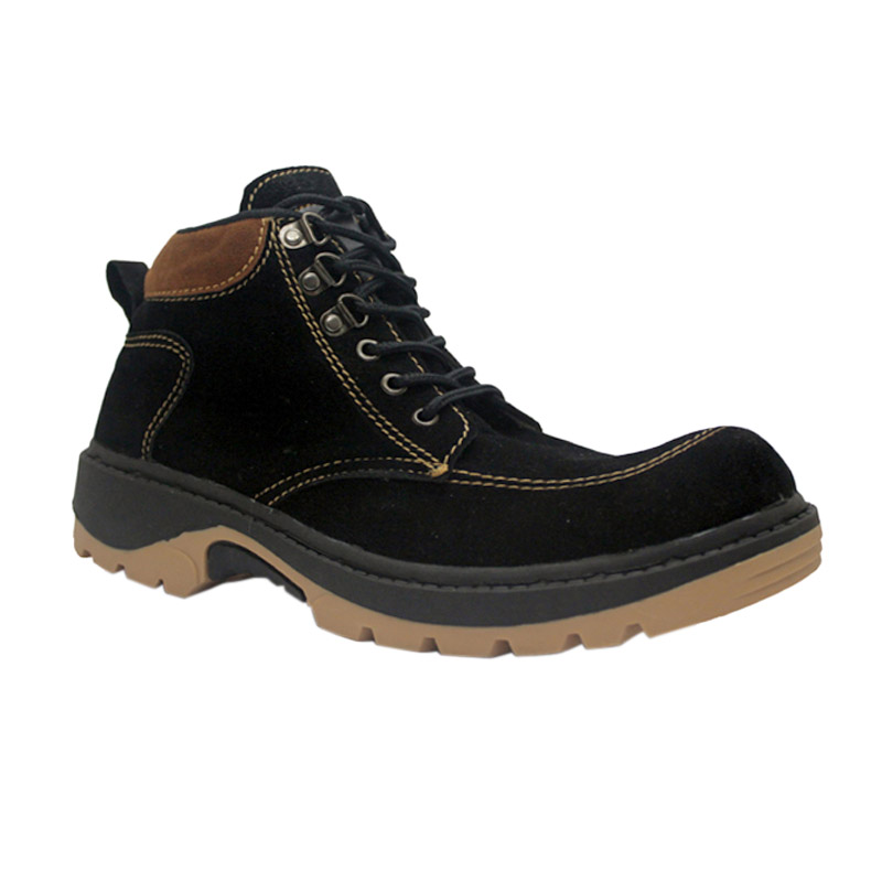 D-Island Shoes Mens Rocky Suede Boots Safety Shoes - Black