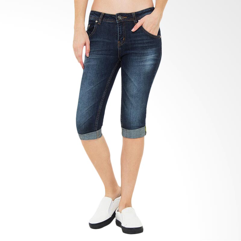 People's Denim Jeans Quantico RU 3/4 Slim Fit Celana Wanita - Biru