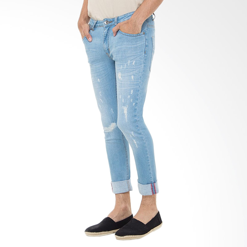 Jual People's Denim Men Maximuzz RU Super Slim Fit - Biru Online April