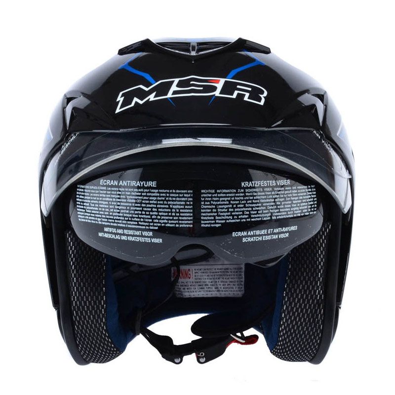 Jual MSR Impressive Double Visor Protect Hitam Biru Helm Open Face