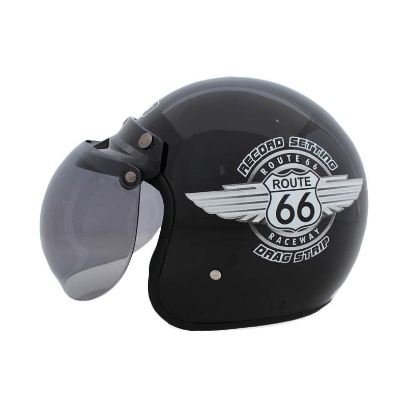 Jual WTO Helmet Retro Bogo 66 Hitam Helm Half Face Online 