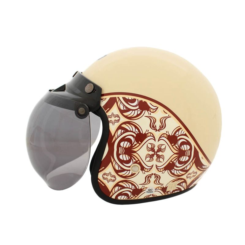 wto helmet retro bogo classic batik krem helm half wto helmet retro bogo classic batik krem helm half