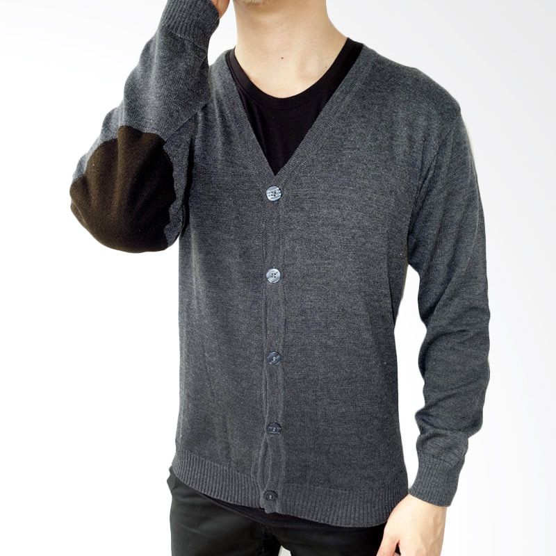 Elfs Shop Siku Suede Abu Tua Cardigan Pria