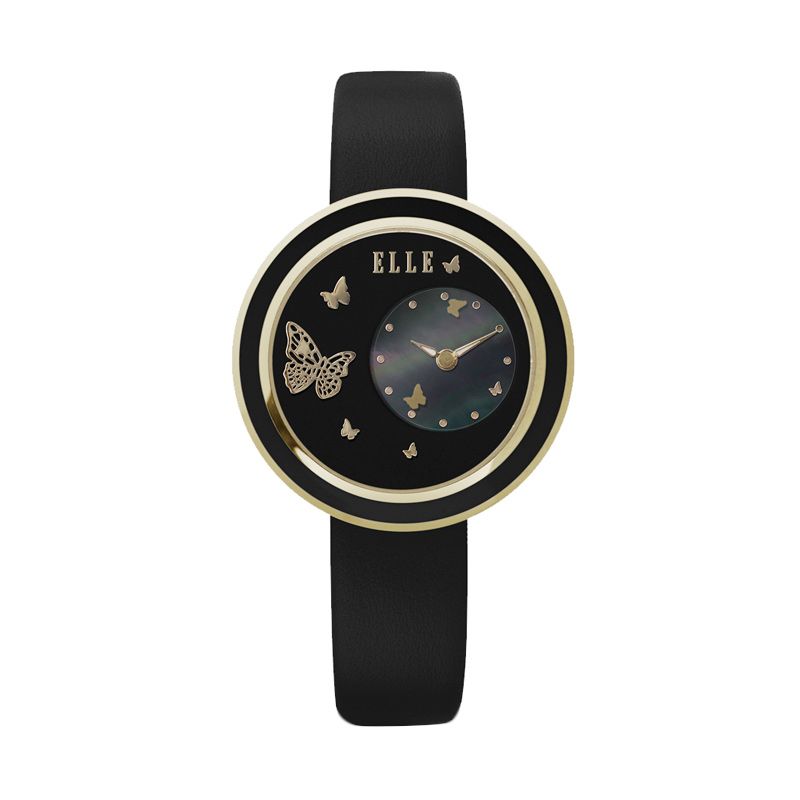 Jual Elle Time EL20278S05C Leather Strap Black Jam Tangan