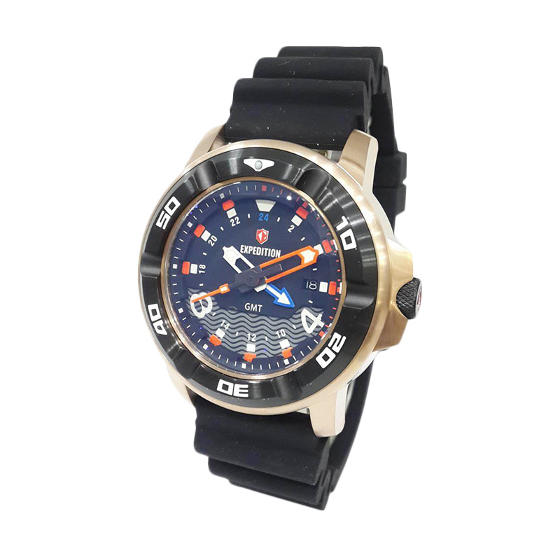 Expedition Sea Walkers Divers GMT 6711MDRBRBA Jam Tangan Pria - Rose Gold + Extra Rubber Strap