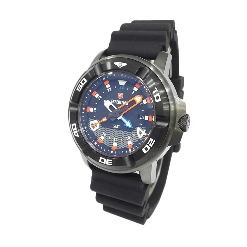 Expedition Sea Walkers Divers GMT 6711MDRIPBA Jam Tangan Pria - Black + Extra Rubber Strap
